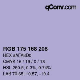 Color code: RGB 175 168 208 | qconv.com