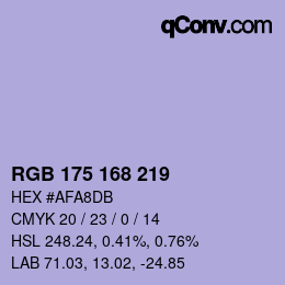 カラーコード: RGB 175 168 219 | qconv.com