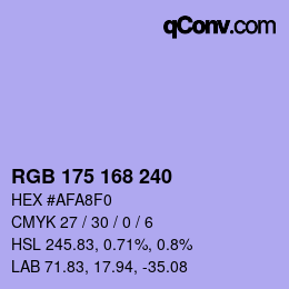 颜色代码: RGB 175 168 240 | qconv.com