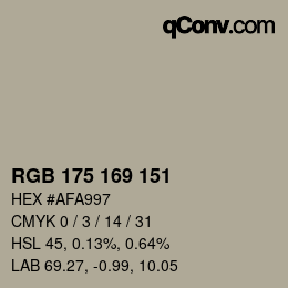 Color code: RGB 175 169 151 | qconv.com