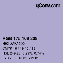 カラーコード: RGB 175 169 208 | qconv.com