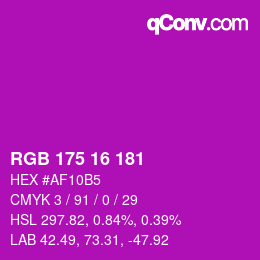 Color code: RGB 175 16 181 | qconv.com