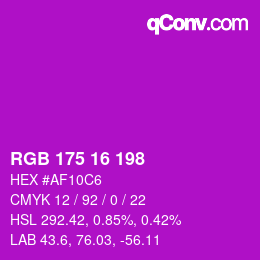Color code: RGB 175 16 198 | qconv.com