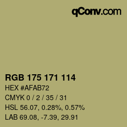 Color code: RGB 175 171 114 | qconv.com