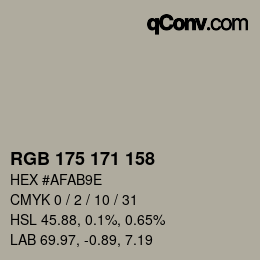 Color code: RGB 175 171 158 | qconv.com