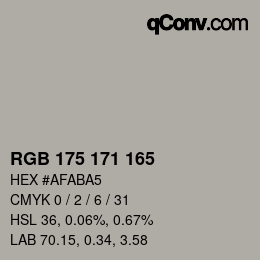 Color code: RGB 175 171 165 | qconv.com