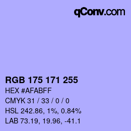 Color code: RGB 175 171 255 | qconv.com