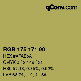 Farbcode: RGB 175 171 90 | qconv.com