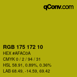 Color code: RGB 175 172 10 | qconv.com
