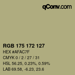 Color code: RGB 175 172 127 | qconv.com