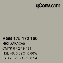 Color code: RGB 175 172 160 | qconv.com