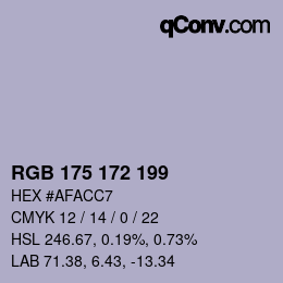 Color code: RGB 175 172 199 | qconv.com