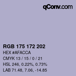 Color code: RGB 175 172 202 | qconv.com