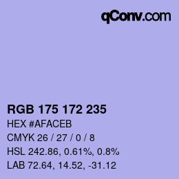 Color code: RGB 175 172 235 | qconv.com