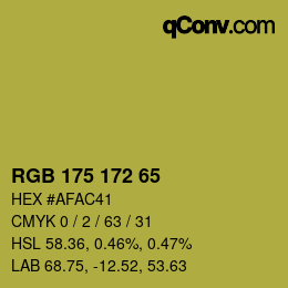 Color code: RGB 175 172 65 | qconv.com