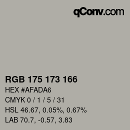颜色代码: RGB 175 173 166 | qconv.com