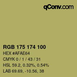 Color code: RGB 175 174 100 | qconv.com