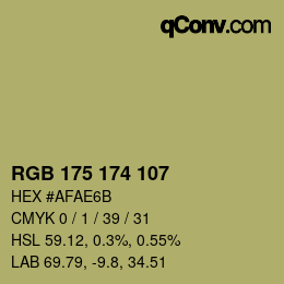 Color code: RGB 175 174 107 | qconv.com