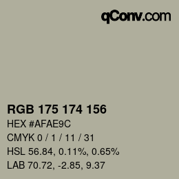 Color code: RGB 175 174 156 | qconv.com