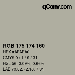 Color code: RGB 175 174 160 | qconv.com