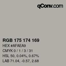 Color code: RGB 175 174 169 | qconv.com