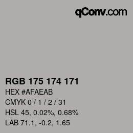 Color code: RGB 175 174 171 | qconv.com