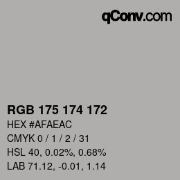 Color code: RGB 175 174 172 | qconv.com