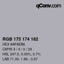 Color code: RGB 175 174 182 | qconv.com