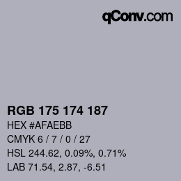 Color code: RGB 175 174 187 | qconv.com