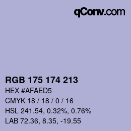 Color code: RGB 175 174 213 | qconv.com