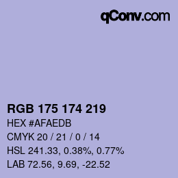 Color code: RGB 175 174 219 | qconv.com