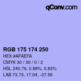 Color code: RGB 175 174 250 | qconv.com