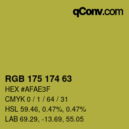 Color code: RGB 175 174 63 | qconv.com