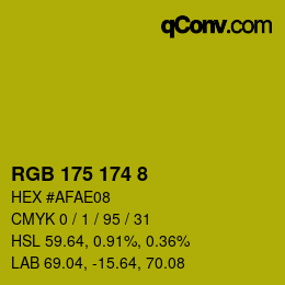 Color code: RGB 175 174 8 | qconv.com