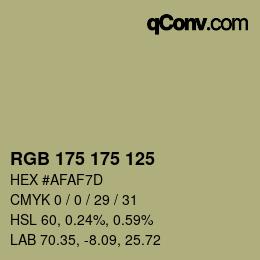 カラーコード: RGB 175 175 125 | qconv.com