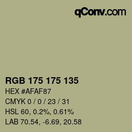 Color code: RGB 175 175 135 | qconv.com