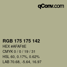 Color code: RGB 175 175 142 | qconv.com