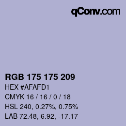 Código de color: RGB 175 175 209 | qconv.com