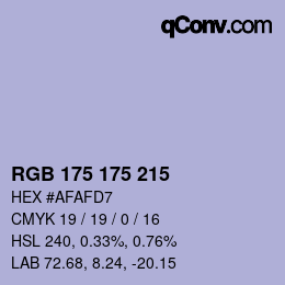 Code couleur: RGB 175 175 215 | qconv.com