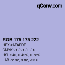 Color code: RGB 175 175 222 | qconv.com