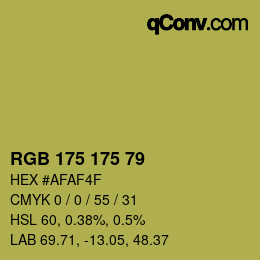 Código de color: RGB 175 175 79 | qconv.com