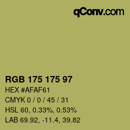Color code: RGB 175 175 97 | qconv.com