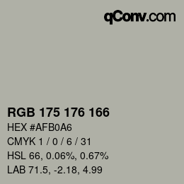 Color code: RGB 175 176 166 | qconv.com