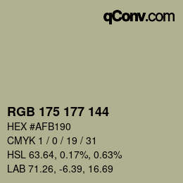 颜色代码: RGB 175 177 144 | qconv.com