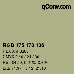 カラーコード: RGB 175 178 136 | qconv.com