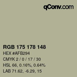 Farbcode: RGB 175 178 148 | qconv.com