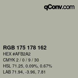 Color code: RGB 175 178 162 | qconv.com