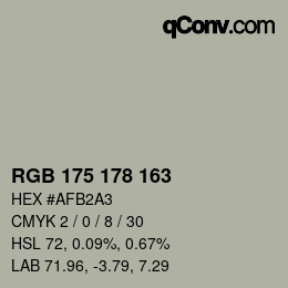 Color code: RGB 175 178 163 | qconv.com