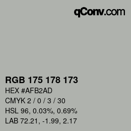 Color code: RGB 175 178 173 | qconv.com