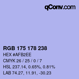 Color code: RGB 175 178 238 | qconv.com